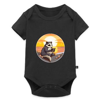 Blaireau Mignon Drôle Dessin Animé Kawaii Livre Plage - Body à manches courtes Premium Bébé - noir - Devant