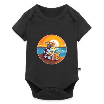 Vache Mignonne Dessin Animé Drôle Kawaii Livre Plage - Body à manches courtes Premium Bébé - noir - Devant