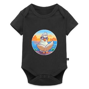 Dove Cute Funny Cartoon Kawaii Book Beach - Baby Premium Kurzarmbody - Schwarz - Vorne