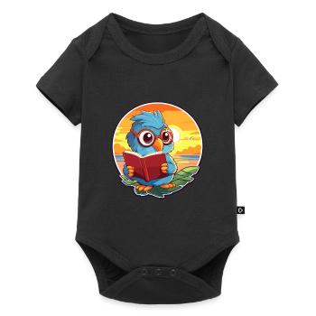 Perroquet Mignon Drôle Dessin Animé Kawaii Livre Plage - Body à manches courtes Premium Bébé - noir - Devant