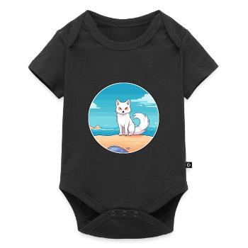 Arktisfuchs Aquarell Cartoon Kawaii Clipart Haustier - Baby Premium Kurzarmbody - Schwarz - Vorne
