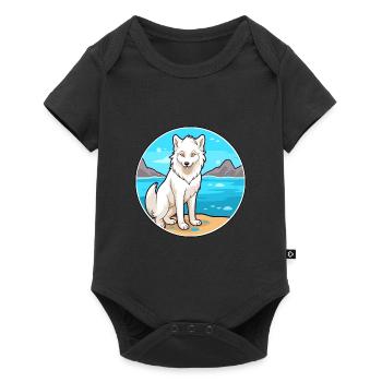 Arctic Wolf Watercolor Cartoon Kawaii Clipart Pet - Baby Premium short-sleeve bodysuit - black - Front