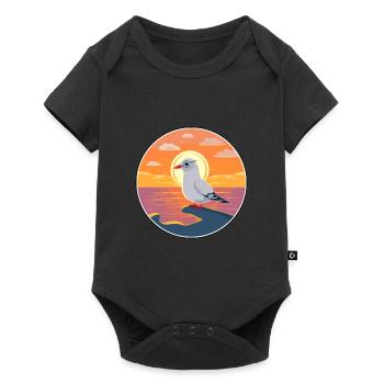Mouette Mignon Drôle Dessin Animé Kawaii Livre Plage - Body à manches courtes Premium Bébé - noir - Devant