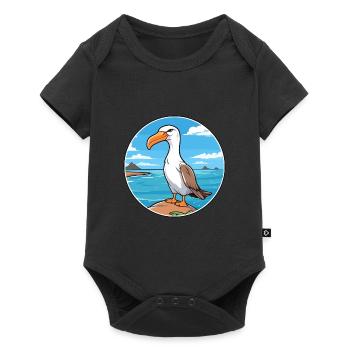 Albatross Watercolor Cartoon Kawaii Clipart Animal - Baby Premium short-sleeve bodysuit - black - Front