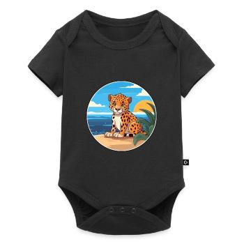 Amur Leopard Watercolor Cartoon Kawaii Clipart Pet - Baby Premium short-sleeve bodysuit - black - Front