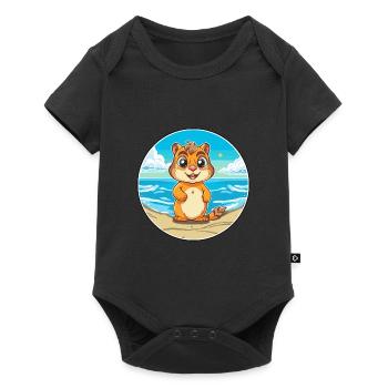 Chipmunk Watercolor Cartoon Kawaii Clipart Animal - Baby Premium short-sleeve bodysuit - black - Front
