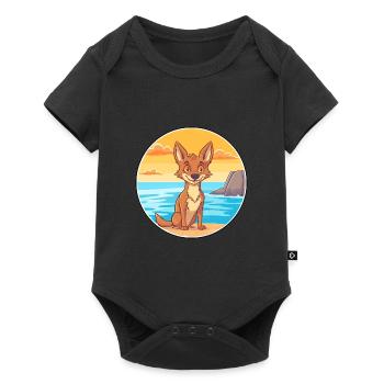 Coyote Watercolor Cartoon Kawaii Clipart Animal - Baby Premium short-sleeve bodysuit - black - Front