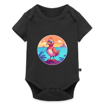 Chicken Watercolor Cartoon Kawaii Clipart Animal - Baby Premium short-sleeve bodysuit - black - Front