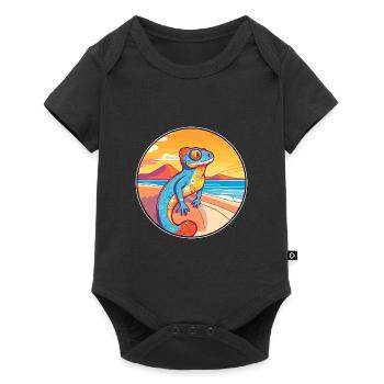 Chameleon Watercolor Cartoon Kawaii Clipart Animal - Baby Premium short-sleeve bodysuit - black - Front