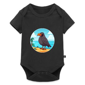 Crow Watercolor Cartoon Kawaii Clipart Animal - Baby Premium short-sleeve bodysuit - black - Front