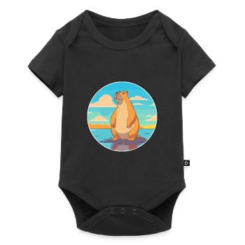 Capybara Watercolor Cartoon Kawaii Clipart Animal - Baby Premium short-sleeve bodysuit - black - Front