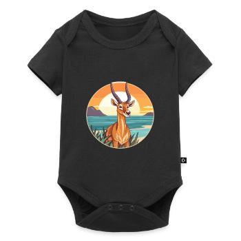 Antelope Watercolor Cartoon Kawaii Clipart Animal - Baby Premium short-sleeve bodysuit - black - Front