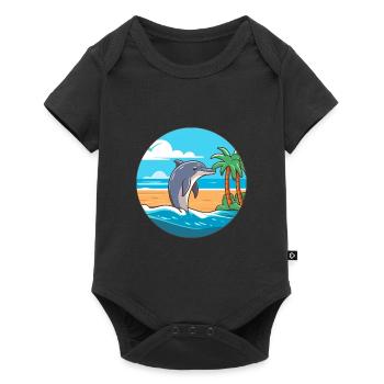 Dolphin Watercolor Cartoon Kawaii Clipart Animal - Baby Premium short-sleeve bodysuit - black - Front