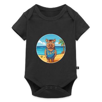 Boar Watercolor Cartoon Kawaii Clipart Animal - Baby Premium short-sleeve bodysuit - black - Front