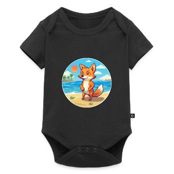 Fox Watercolor Cartoon Kawaii Clipart Animal - Baby Premium short-sleeve bodysuit - black - Front