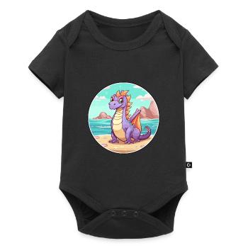 Dragon Watercolor Cartoon Kawaii Clipart Animal - Baby Premium short-sleeve bodysuit - black - Front