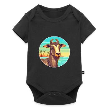 Goat Watercolor Cartoon Kawaii Clipart Animal - Baby Premium short-sleeve bodysuit - black - Front