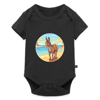 Donkey Watercolor Cartoon Kawaii Clipart Animal - Baby Premium short-sleeve bodysuit - black - Front