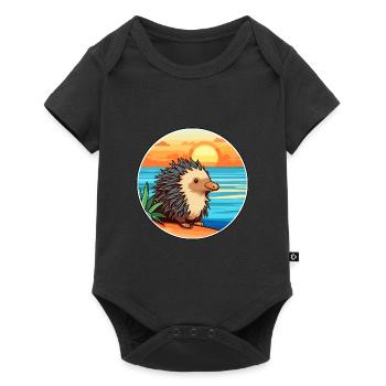 Echidna Watercolor Cartoon Kawaii Clipart Animal - Baby Premium short-sleeve bodysuit - black - Front