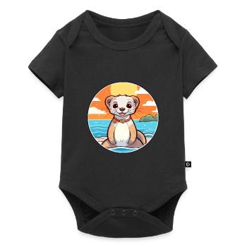 Ferret Watercolor Cartoon Kawaii Clipart Animal - Baby Premium short-sleeve bodysuit - black - Front