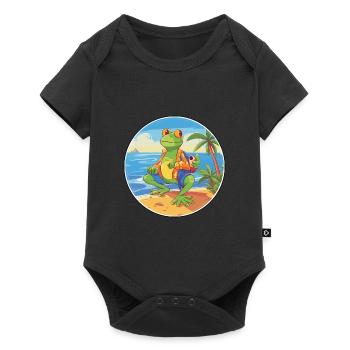 Grenouille aquarelle dessin animé Kawaii Clipart Animal - Body à manches courtes Premium Bébé - noir - Devant
