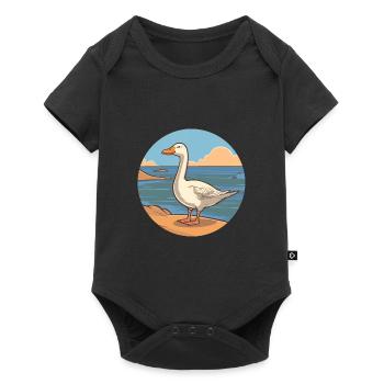 Oie aquarelle dessin animé Kawaii Clipart Animal - Body à manches courtes Premium Bébé - noir - Devant