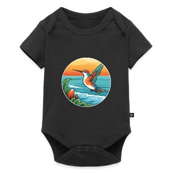 Colibri aquarelle dessin animé Kawaii Clipart animal de compagnie - Body à manches courtes Premium Bébé - noir - Devant