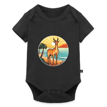 Impala Aquarell Cartoon Kawaii Clipart Tier - Baby Premium Kurzarmbody - Schwarz - Vorne