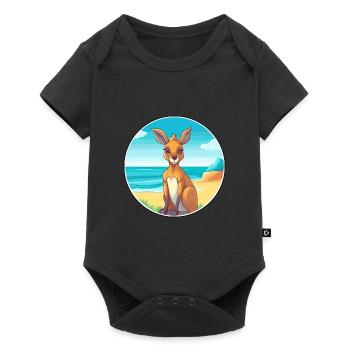 Kangaroo Watercolor Cartoon Kawaii Clipart Animal - Baby Premium short-sleeve bodysuit - black - Front