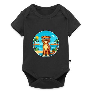 Leopard Watercolor Cartoon Kawaii Clipart Animal - Baby Premium short-sleeve bodysuit - black - Front