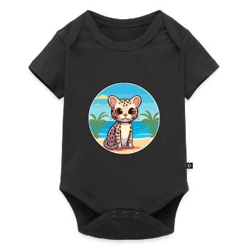 Ocelot Watercolor Cartoon Kawaii Clipart Animal - Baby Premium short-sleeve bodysuit - black - Front