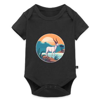 Oryx Aquarelle Dessin Animé Kawaii Clipart Animal - Body à manches courtes Premium Bébé - noir - Devant