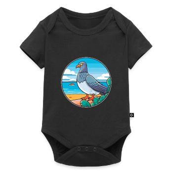 Pigeon Watercolor Cartoon Kawaii Clipart Animal - Baby Premium short-sleeve bodysuit - black - Front