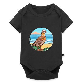 Perdrix aquarelle dessin animé Kawaii Clipart Animal - Body à manches courtes Premium Bébé - noir - Devant