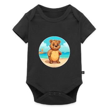 Quokka Watercolor Cartoon Kawaii Clipart Animal - Baby Premium short-sleeve bodysuit - black - Front