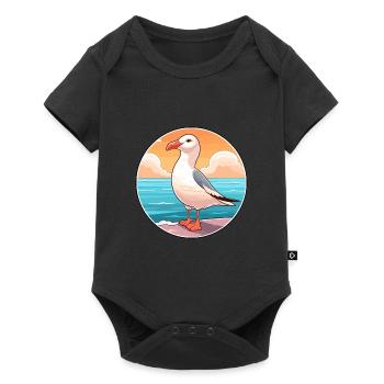 Seagull Watercolor Cartoon Kawaii Clipart Animal - Baby Premium short-sleeve bodysuit - black - Front