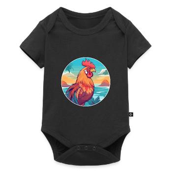 Rooster Watercolor Cartoon Kawaii Clipart Animal - Baby Premium short-sleeve bodysuit - black - Front