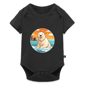 Ours polaire aquarelle dessin animé Kawaii Clipart animal de compagnie - Body à manches courtes Premium Bébé - noir - Devant