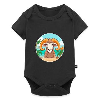 Ram Watercolor Cartoon Kawaii Clipart Animal - Baby Premium short-sleeve bodysuit - black - Front