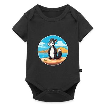 Skunk aquarelle dessin animé Kawaii Clipart Animal - Body à manches courtes Premium Bébé - noir - Devant