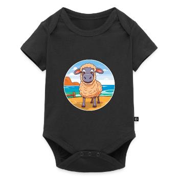 Sheep Watercolor Cartoon Kawaii Clipart Animal - Baby Premium short-sleeve bodysuit - black - Front