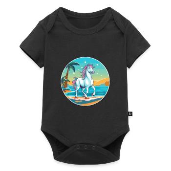 Unicorn Watercolor Cartoon Kawaii Clipart Animal - Baby Premium short-sleeve bodysuit - black - Front