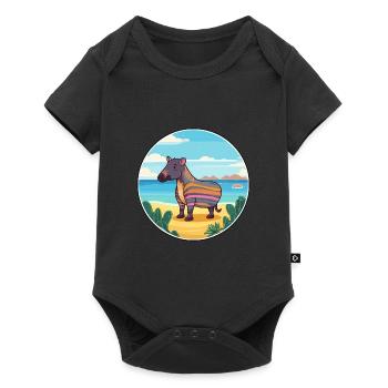 Tapir aquarelle dessin animé Kawaii Clipart Animal - Body à manches courtes Premium Bébé - noir - Devant