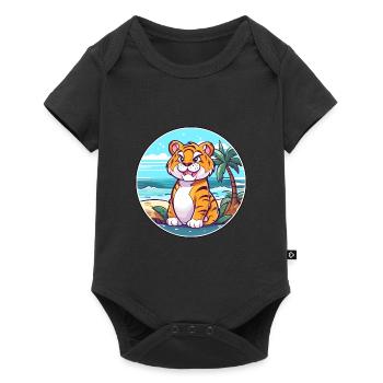 Tiger Watercolor Cartoon Kawaii Clipart Animal - Baby Premium short-sleeve bodysuit - black - Front