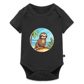Sloth Watercolor Cartoon Kawaii Clipart Animal - Baby Premium short-sleeve bodysuit - black - Front