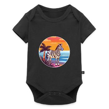 Zebra Aquarell Cartoon Kawaii Clipart Tier - Baby Premium Kurzarmbody - Schwarz - Vorne
