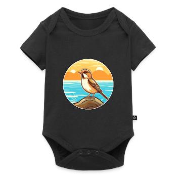 Moineau aquarelle dessin animé Kawaii Clipart Animal - Body à manches courtes Premium Bébé - noir - Devant