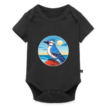 Blue Jay Watercolor Cartoon Kawaii Clipart Animal - Baby Premium short-sleeve bodysuit - black - Front