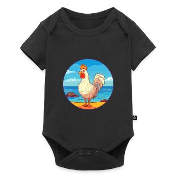 Chicken Watercolor Cartoon Kawaii Clipart Animal - Baby Premium short-sleeve bodysuit - black - Front