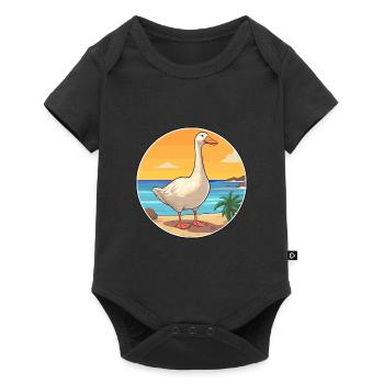 Oie aquarelle dessin animé Kawaii Clipart Animal - Body à manches courtes Premium Bébé - noir - Devant